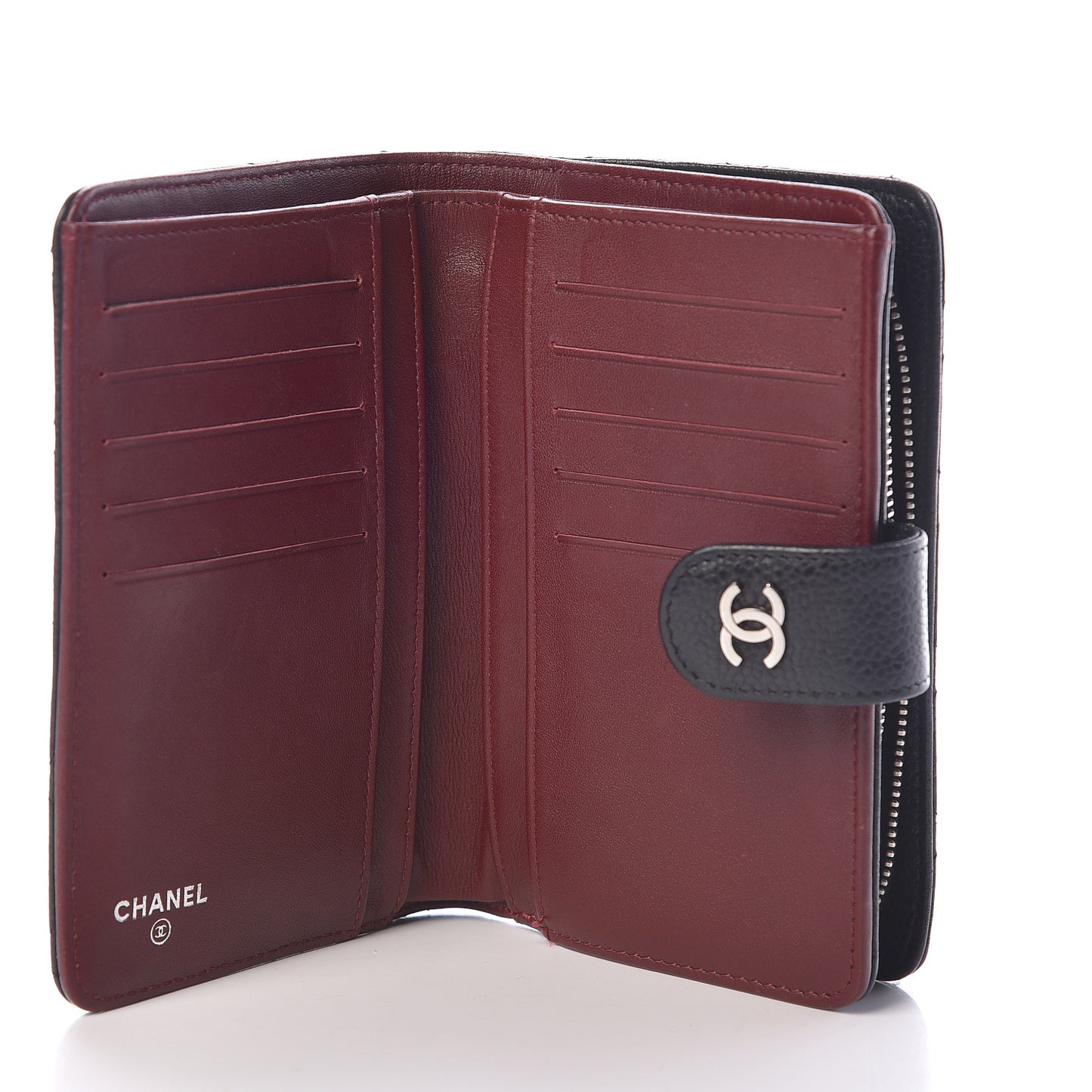 Caviar Quilted Zipped Pocket Wallet Black