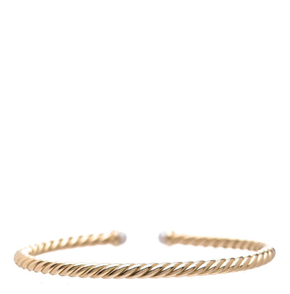 David Yurman 18K Yellow Gold Pearl 4mm Cablespira Bracelet 3 of 8