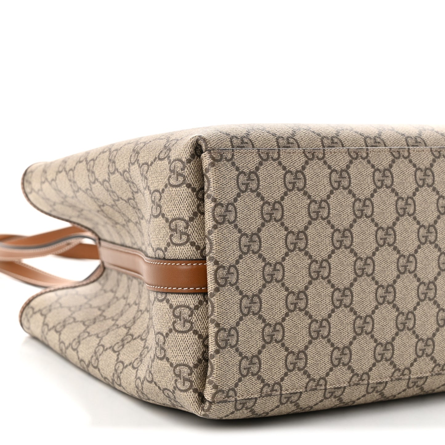 GG Supreme Monogram Emblem Large Tote Bag Beige Dark Brown
