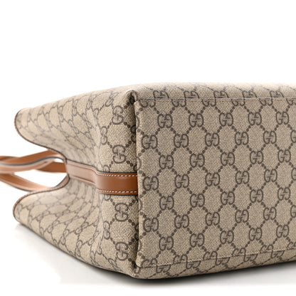 Gucci GG Supreme Monogram Emblem Large Tote Bag Beige Dark Brown 9 of 10