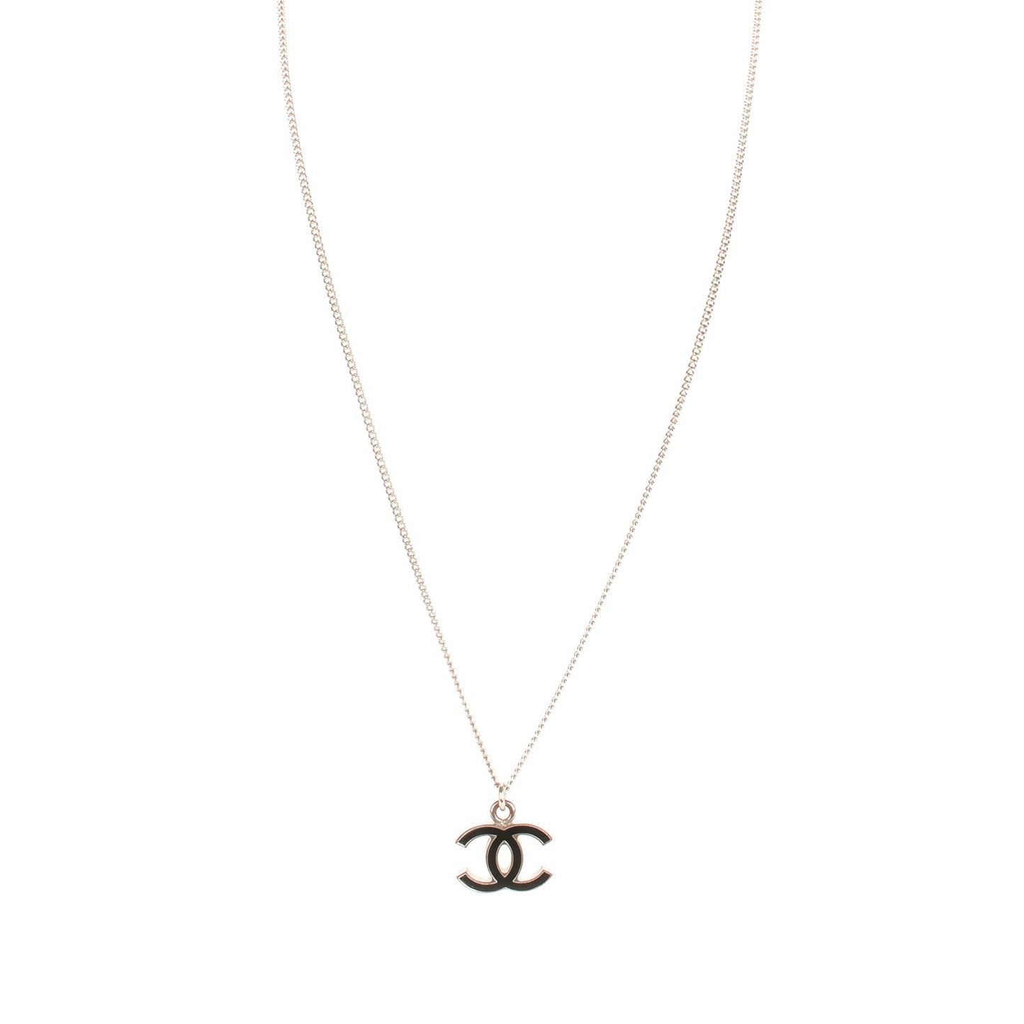 Enamel CC Necklace Black Silver