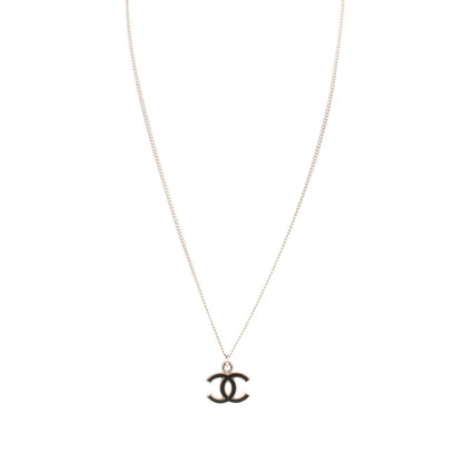 Chanel Enamel CC Necklace Black Silver 1 of 5