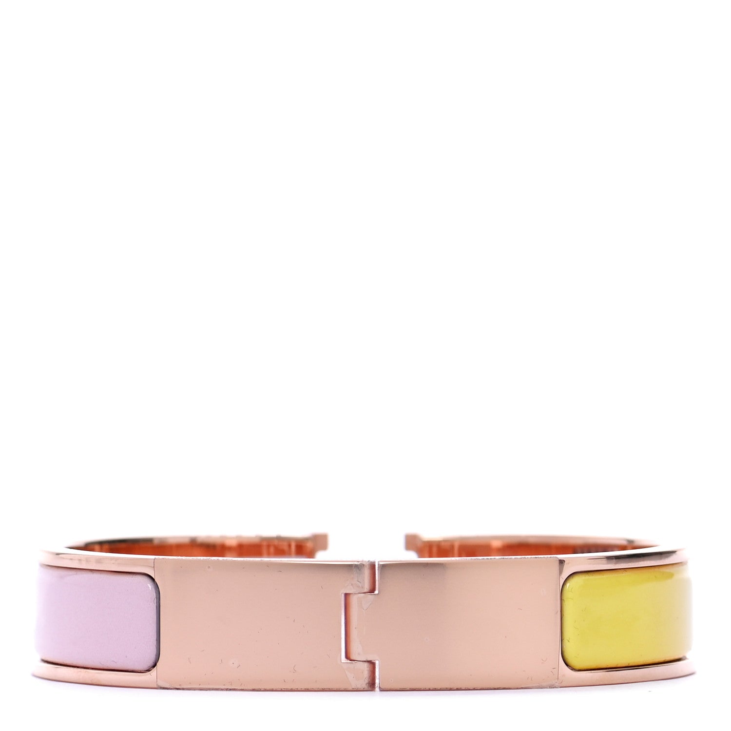 Hermes Enamel Narrow Clic Clac H Fusion Bracelet PM Rose Candeur Jaune Tennis 3 of 5