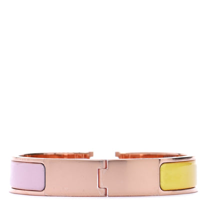 Hermes Enamel Narrow Clic Clac H Fusion Bracelet PM Rose Candeur Jaune Tennis 3 of 5