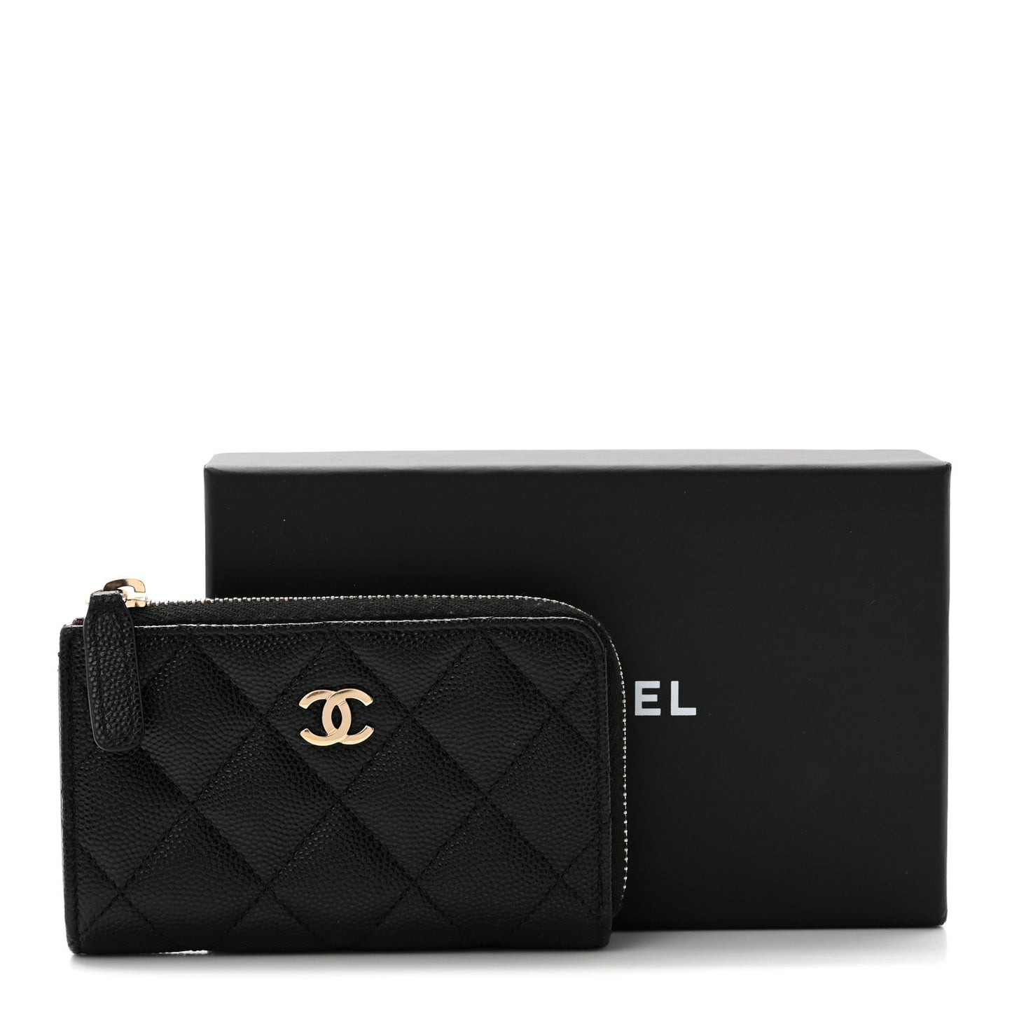 Caviar Quilted Zipped Key Holder Case Black