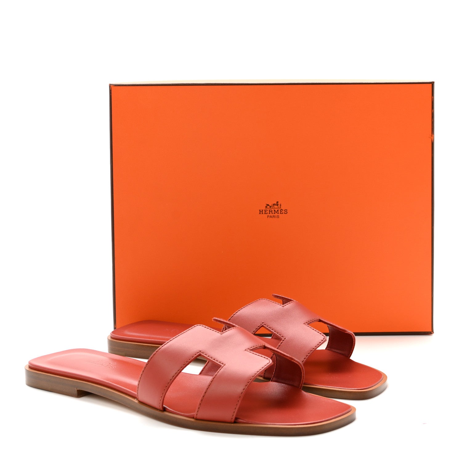 Hermes Calfskin Oran Oran Sandals 40 Orange Brulee 10 of 10