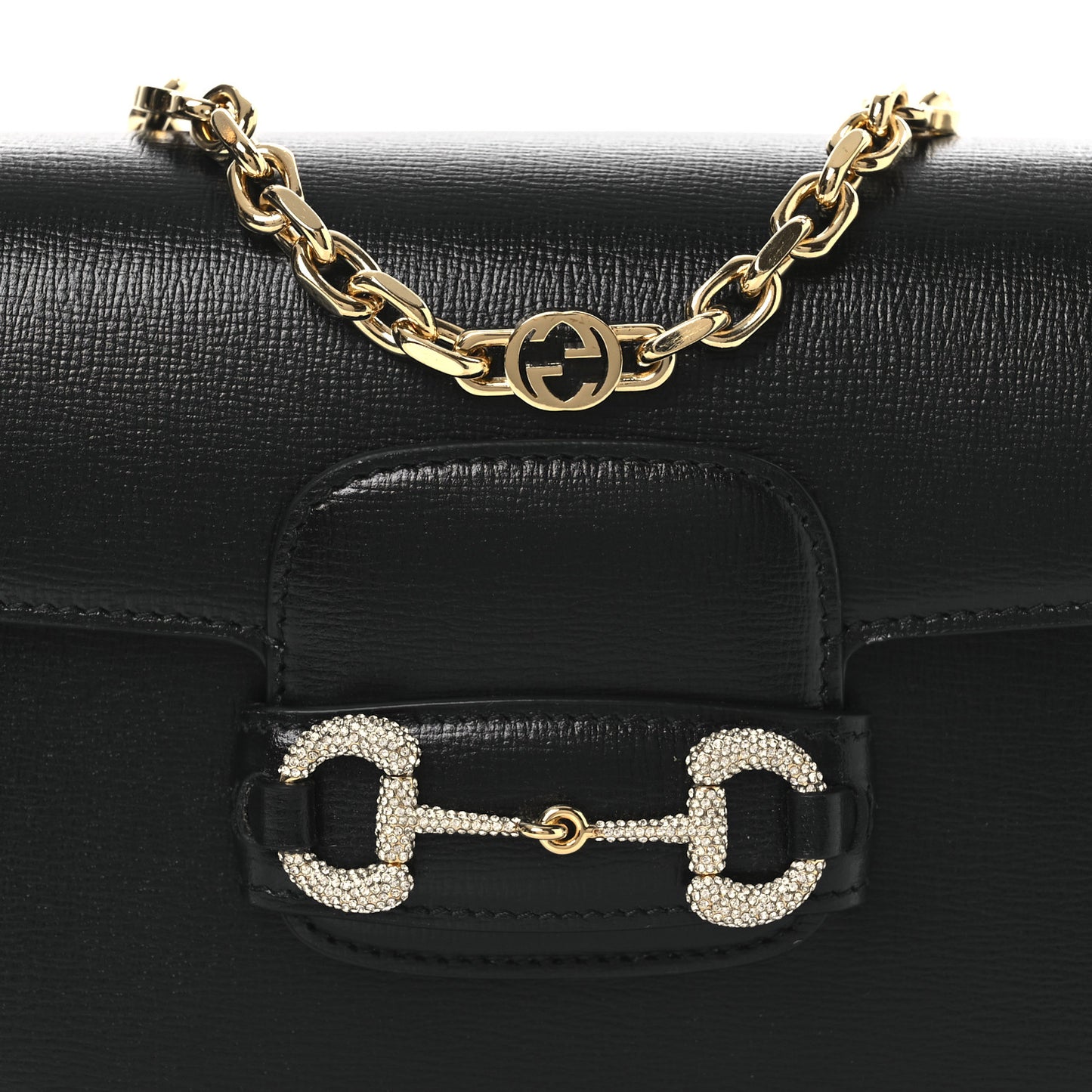 Azalea Calfskin Mini Crystal Horsebit 1955 Shoulder Bag Black