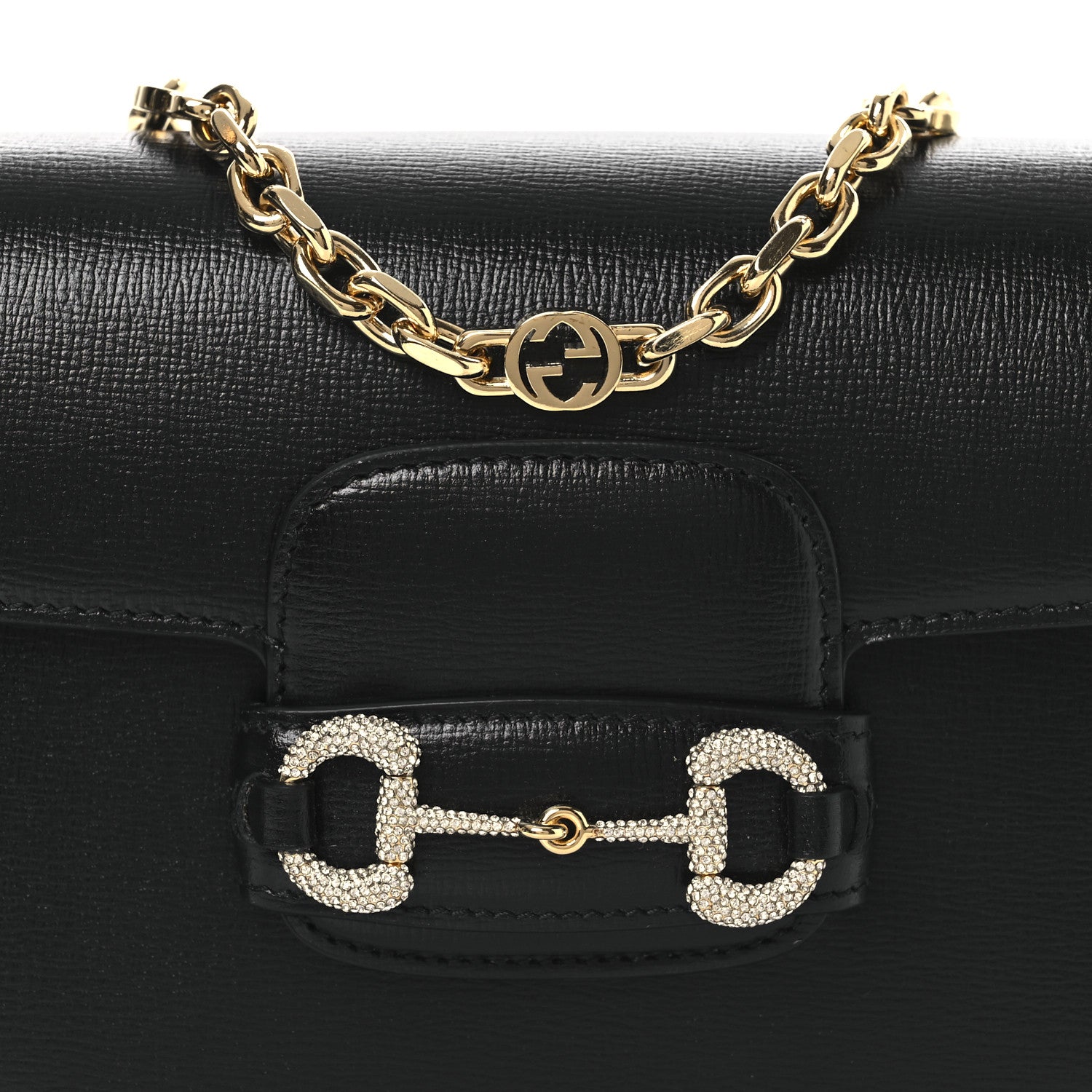 Gucci Azalea Calfskin Mini Crystal Horsebit 1955 Shoulder Bag Black 8 of 10