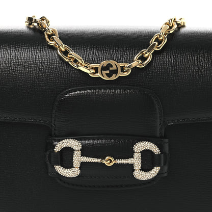 Gucci Azalea Calfskin Mini Crystal Horsebit 1955 Shoulder Bag Black 8 of 10