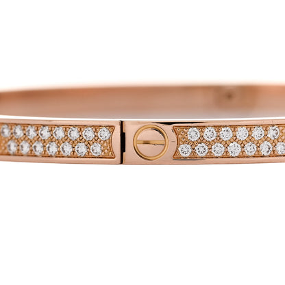 Cartier 18K Pink Gold Diamond Small LOVE Paved Bracelet 17 5 of 8