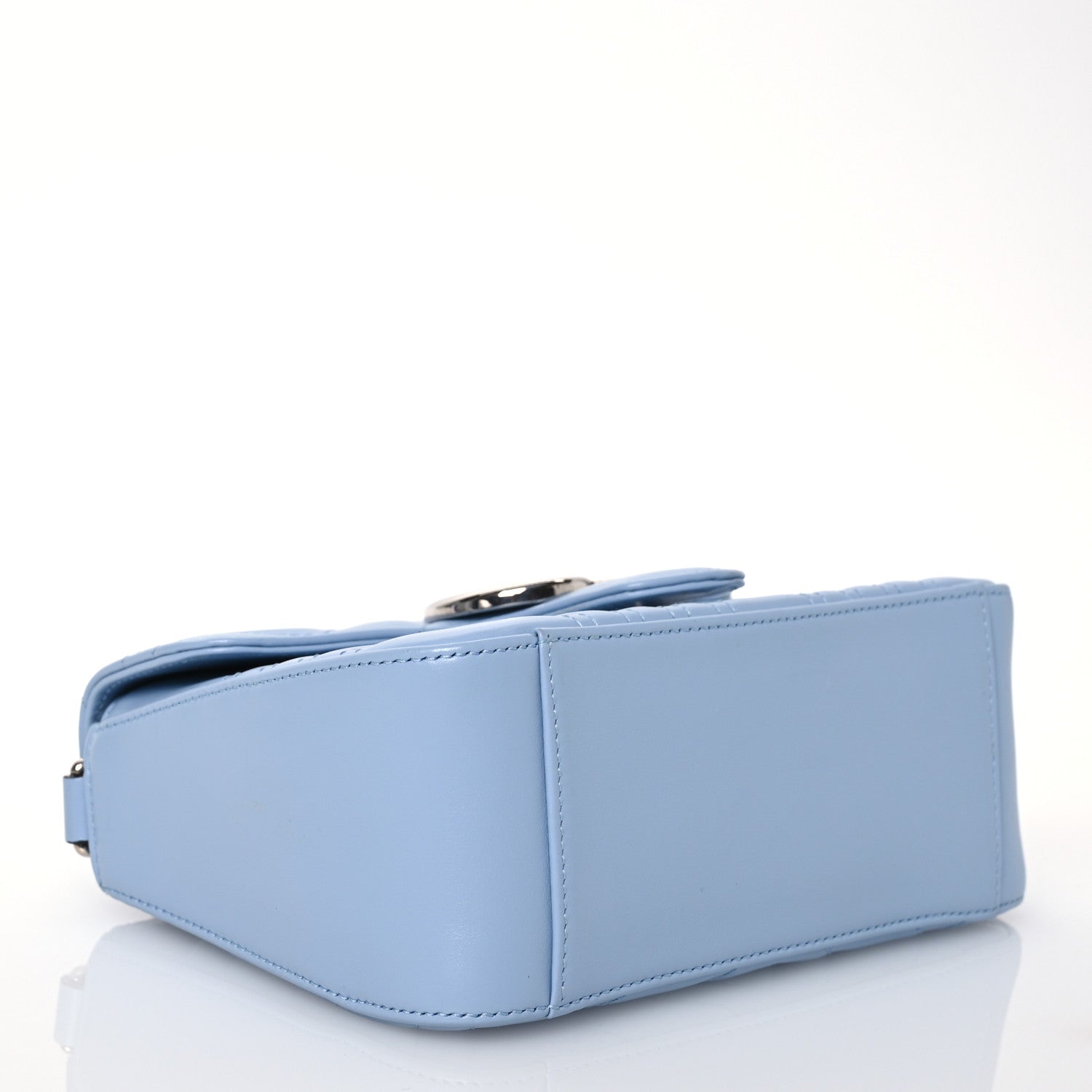 Gucci Calfskin Matelasse Mini GG Marmont Top Handle Shoulder Bag Porcelain Light Blue 4 of 16