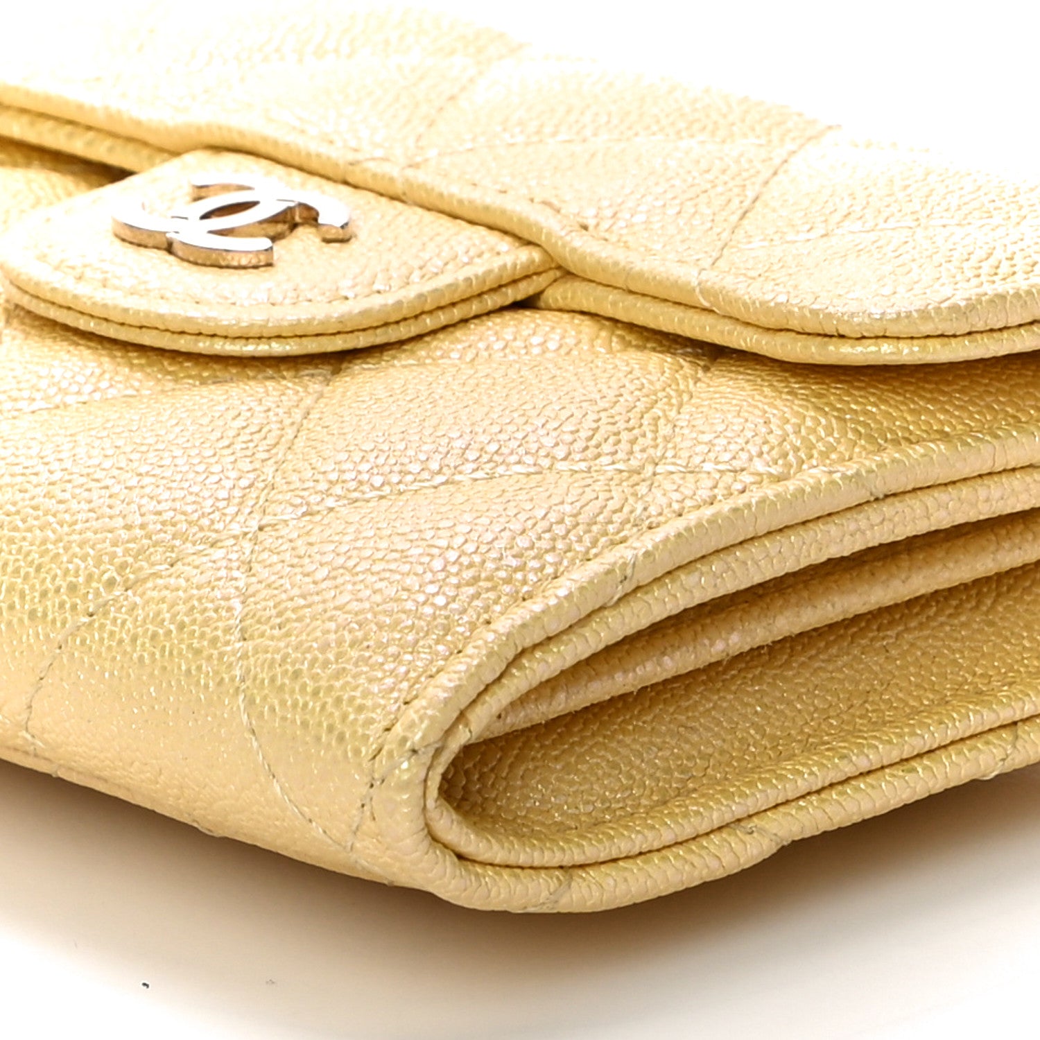 Chanel Iridescent Caviar Quilted Flap Card Holder Yellow 11 of 12