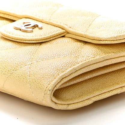 Chanel Iridescent Caviar Quilted Flap Card Holder Yellow 11 of 12