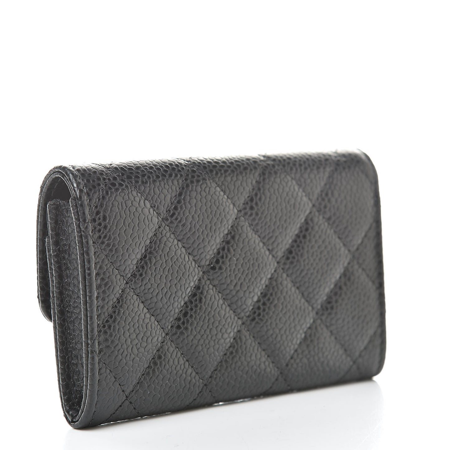 Caviar Quilted Flap Card Holder Black