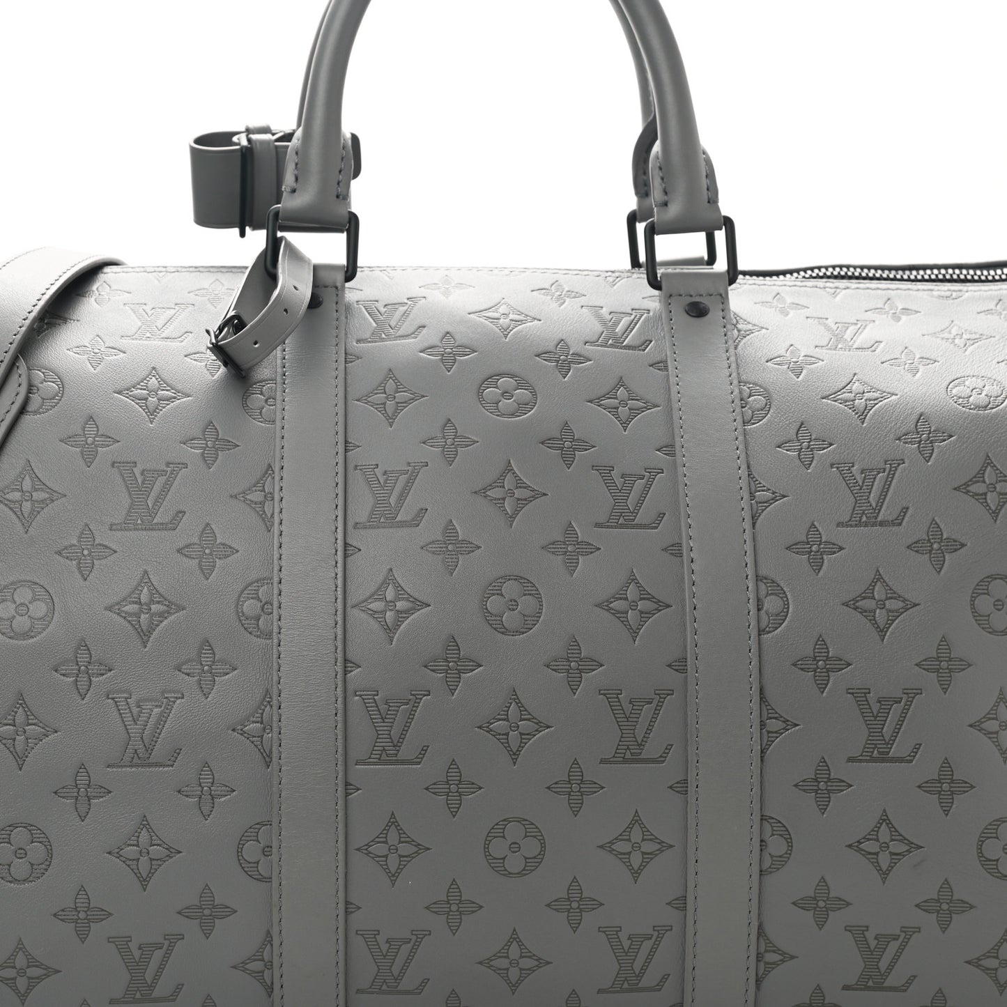 Calfskin Monogram Shadow Keepall Bandouliere 50 Anthracite gray