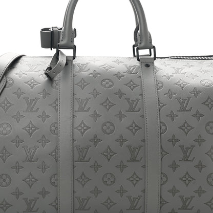 Louis Vuitton Calfskin Monogram Shadow Keepall Bandouliere 50 Anthracite gray 6 of 8