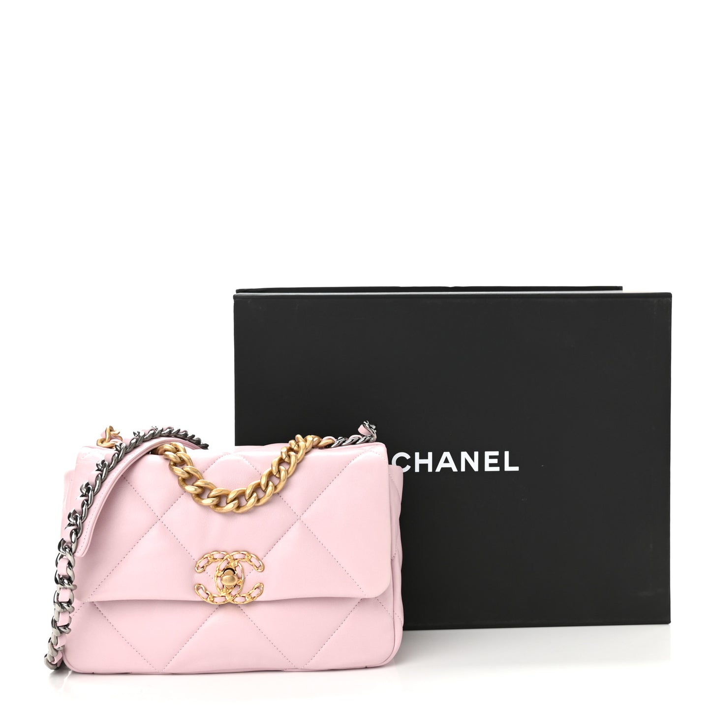 Lambskin Quilted Medium Chanel 19 Flap Light Pink