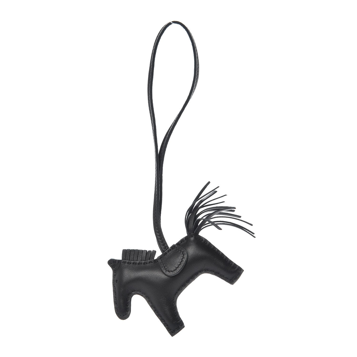 Hermes Milo Lambskin Grigri Rodeo Horse Bag Charm PM So Black 1 of 5
