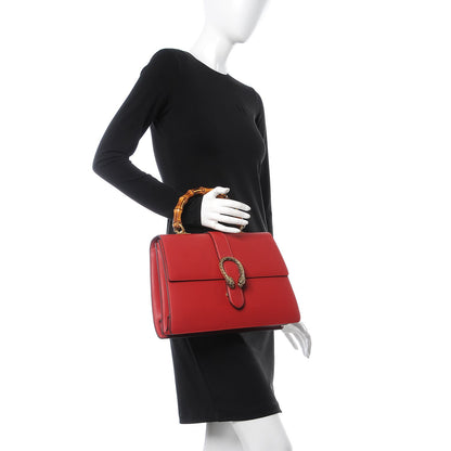 Gucci Moon Calfskin Web Large Dionysus Bamboo Top Handle Bag Hibiscus Red 2 of 9