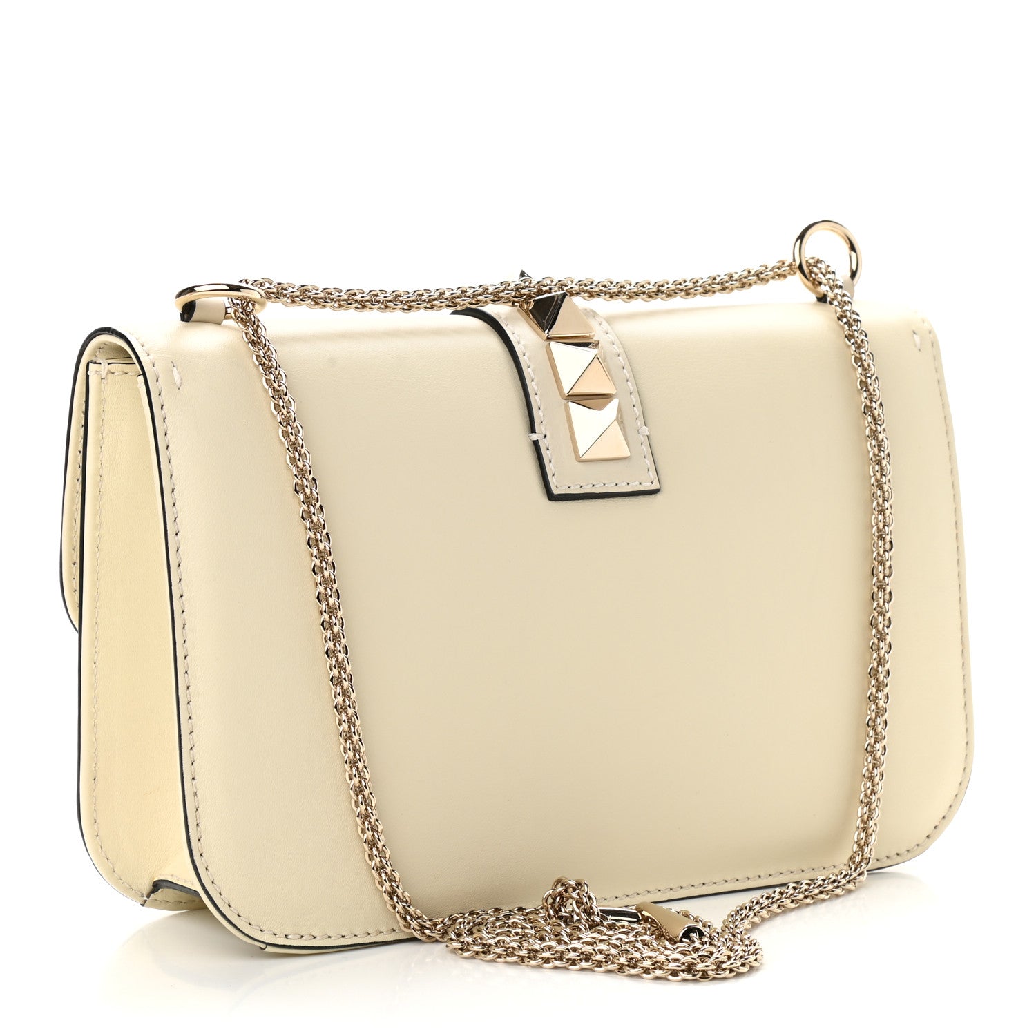 Valentino Garavani Vitello Medium Glam Lock Rockstud Flap Light Ivory 2 of 7