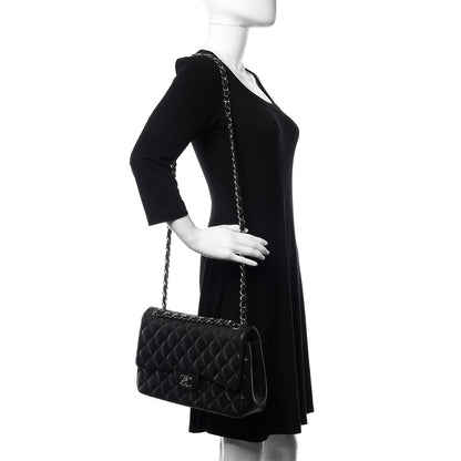 Chanel Lambskin Quilted Jumbo Double Flap Black 2 of 12