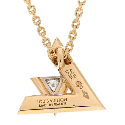 Louis Vuitton 18K Yellow Gold Diamond Small LV Volt One Pendant Necklace 4 of 5