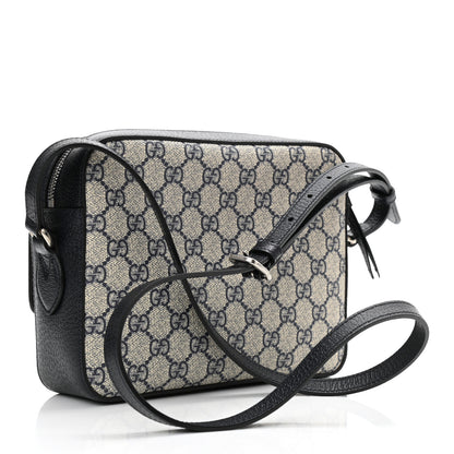 Gucci GG Supreme Monogram Textured Dollar Calfskin Small Horsebit 1955 Shoulder Bag Beige Blue 3 of 10