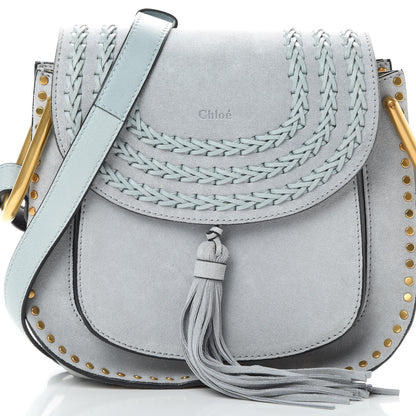 Chloe Suede Calfskin Braided Small Hudson Shoulder Bag Fresh Blue 8 of 12