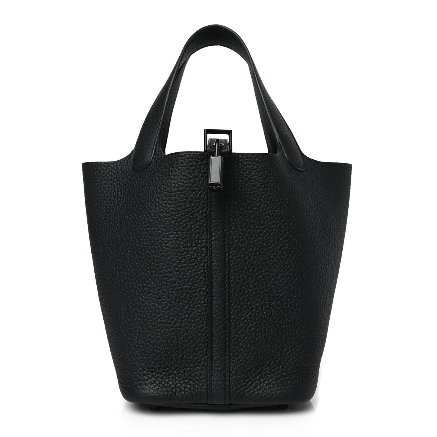 Taurillon Clemence Monochrome Picotin Lock 18 PM Black