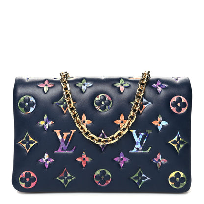 Louis Vuitton Lambskin Embossed Monogram LV Garden Pochette Coussin Navy 1 of 10