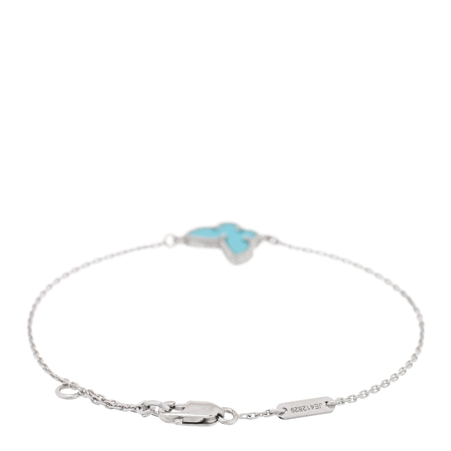 Van Cleef & Arpels 18K White Gold Turquoise Sweet Alhambra Butterfly Bracelet 2 of 3