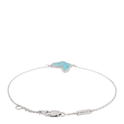 Van Cleef & Arpels 18K White Gold Turquoise Sweet Alhambra Butterfly Bracelet 2 of 3