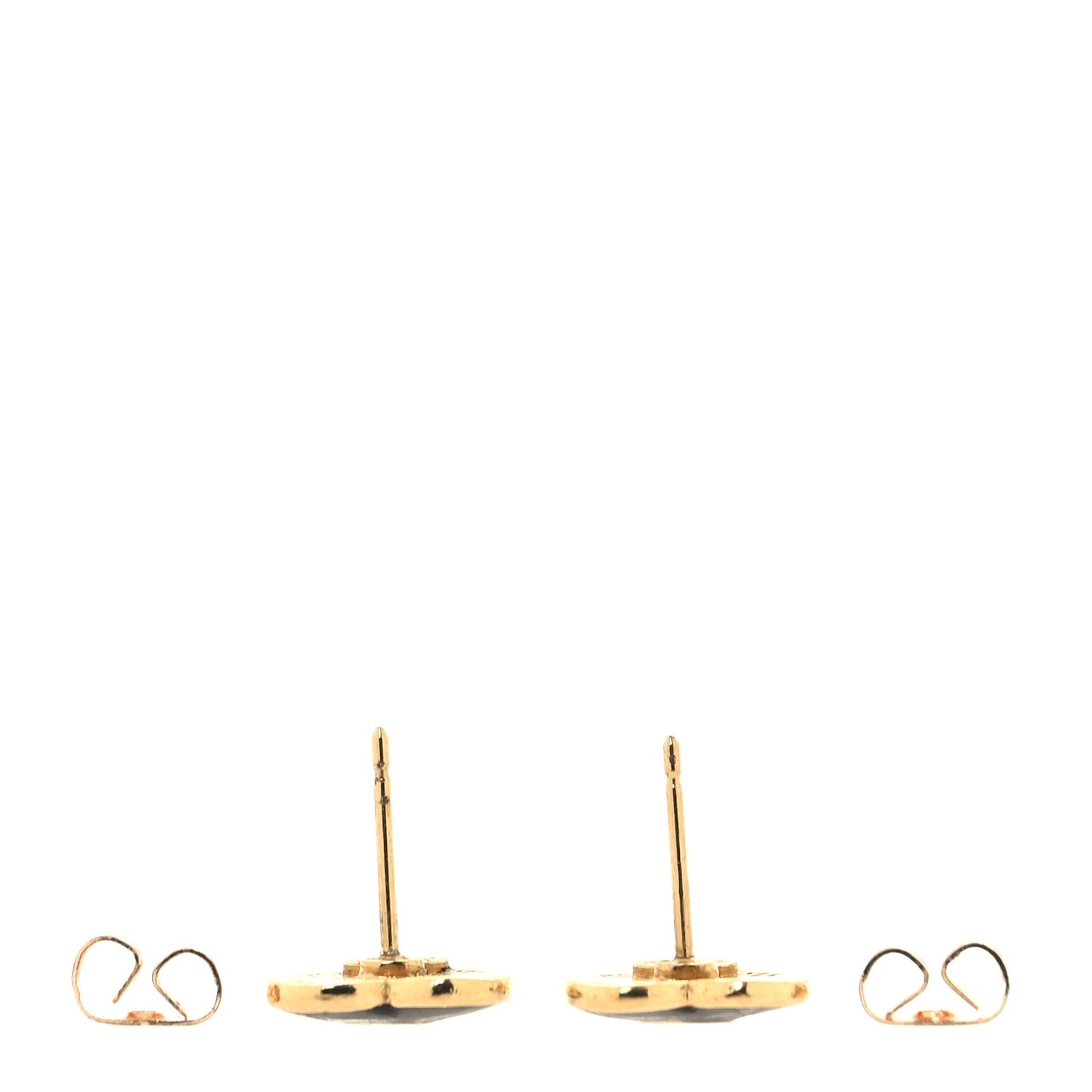Metal Resin CC Heart Earrings Gold Black