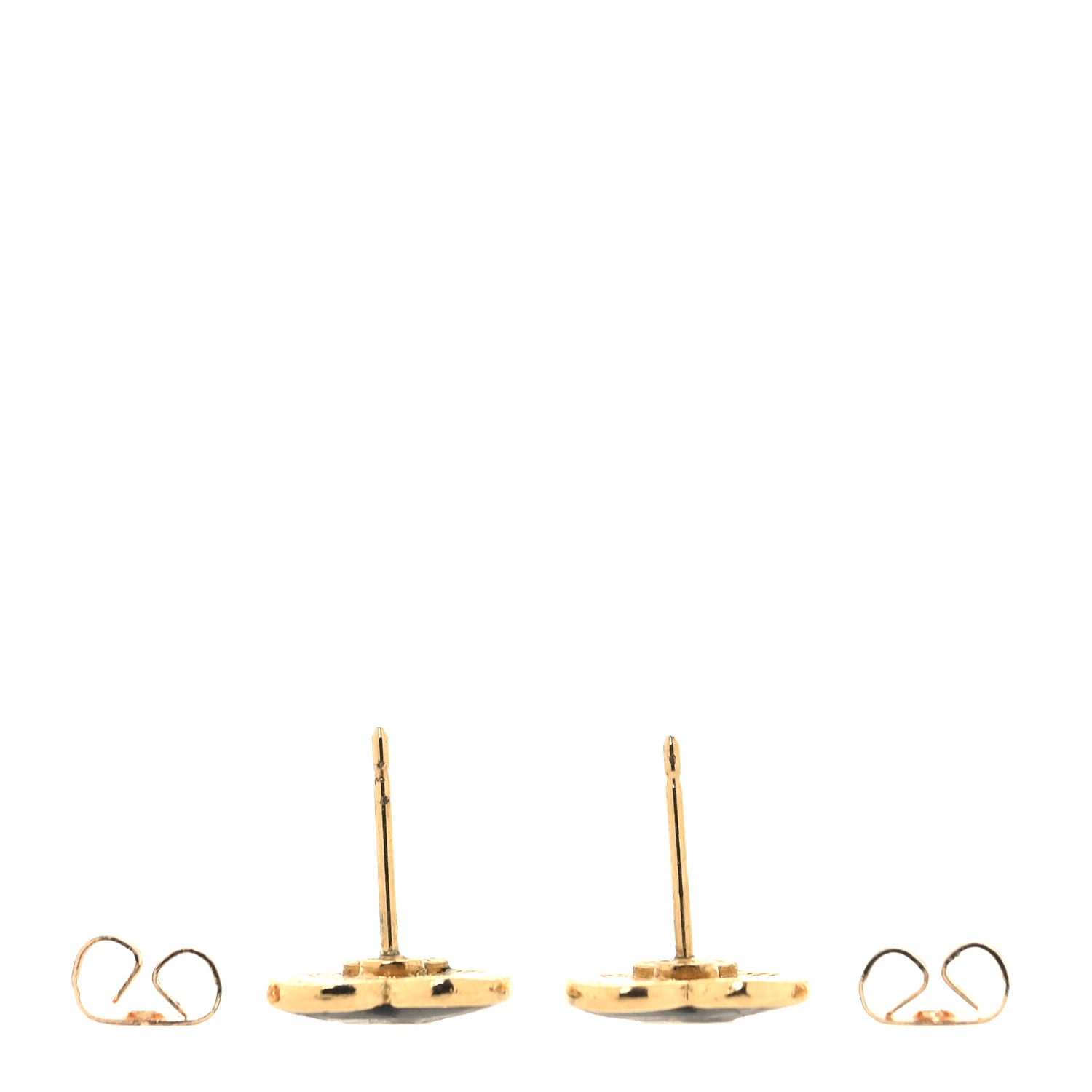 Chanel Metal Resin CC Heart Earrings Gold Black 3 of 4
