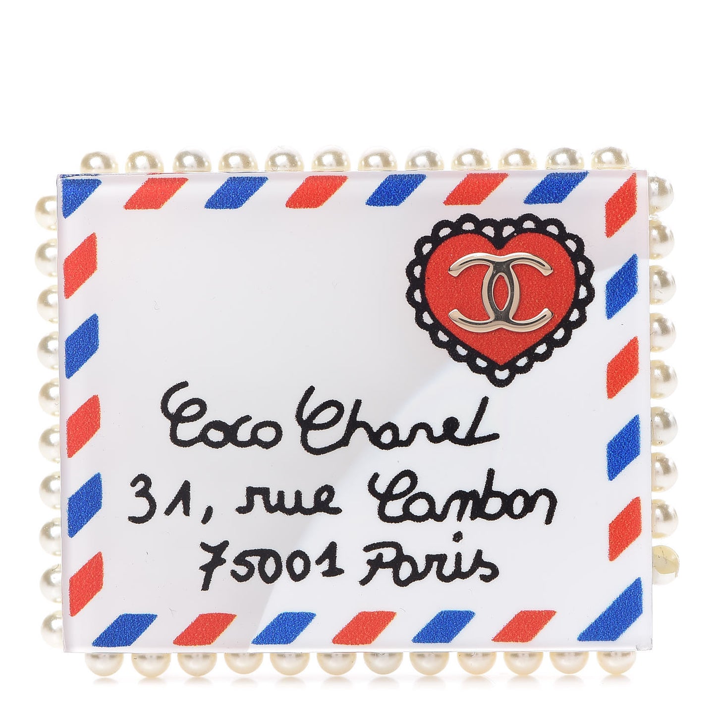 Resin Pearl Letter Brooch Black White Blue Red