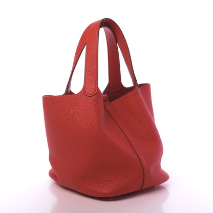 Hermes Taurillon Clemence Picotin Lock 22 MM Rouge Tomate 2 of 9