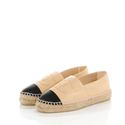 Chanel Lambskin CC Espadrilles 36 Beige Black 3 of 9