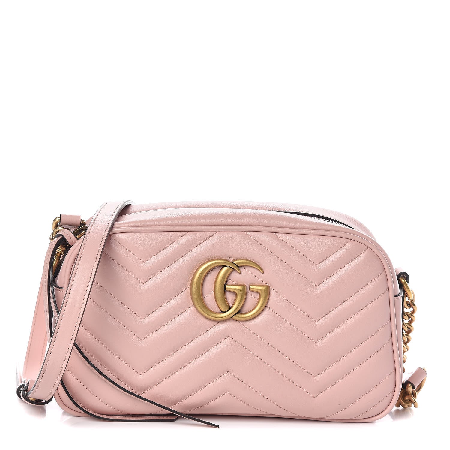 Gucci Calfskin Matelasse Small GG Marmont Chain Shoulder Bag Perfect Pink 1 of 7