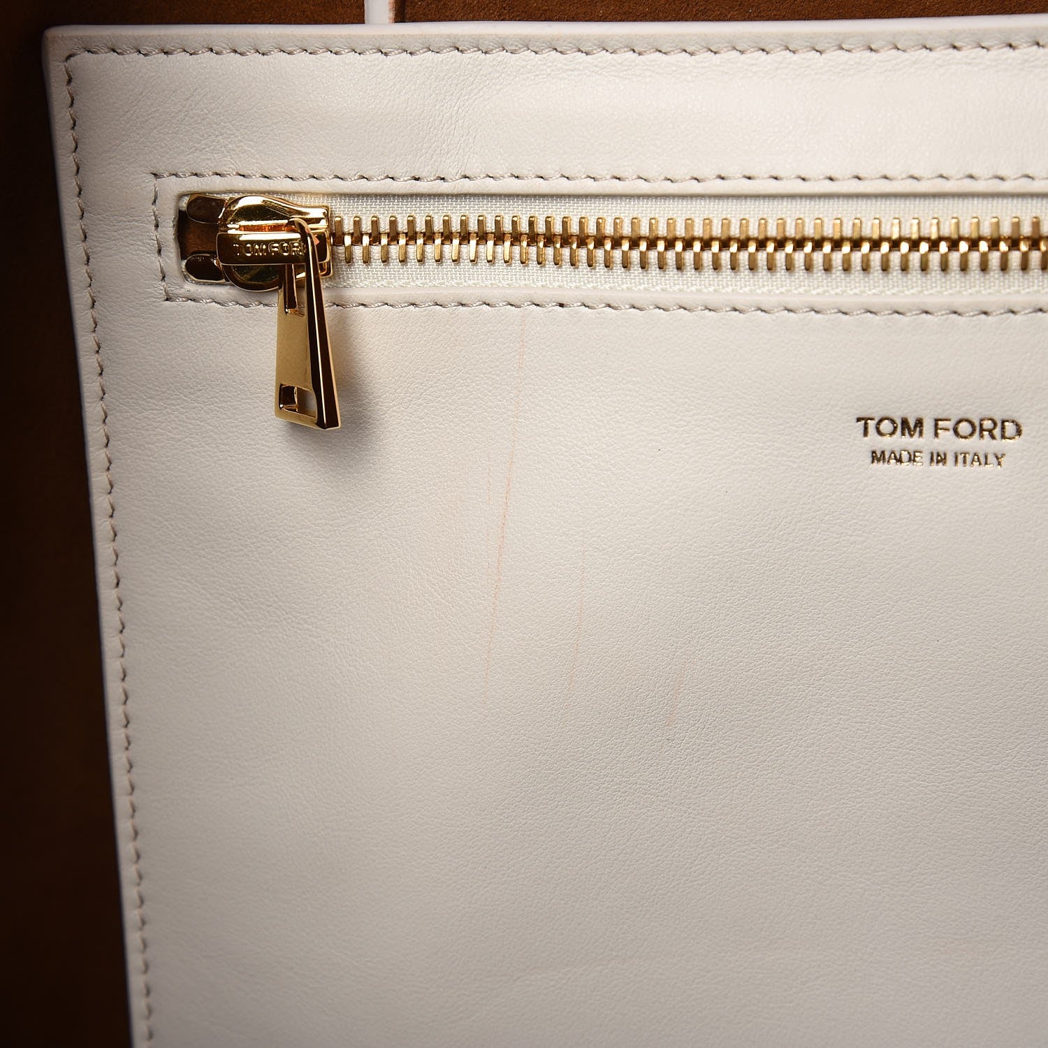 Tom Ford Smooth Calfskin Tubo Horizontal Tote Chalk 8 of 11