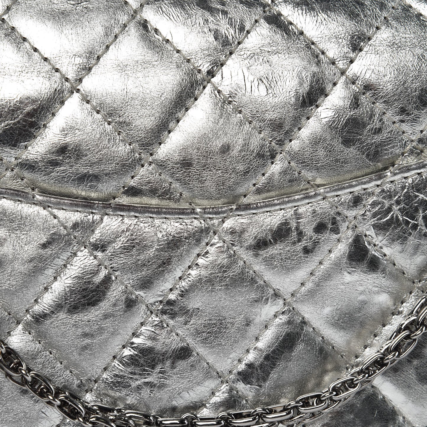 Metallic Aged Calfskin Quilted 2.55 Reissue 226 Flap Silver