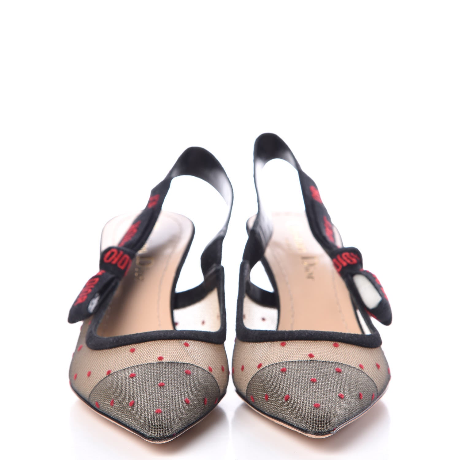 Christian Dior Mesh Plumetis Suede Ribbon J'Adior Slingback 65mm Pumps 35 Black Rouge 2 of 8