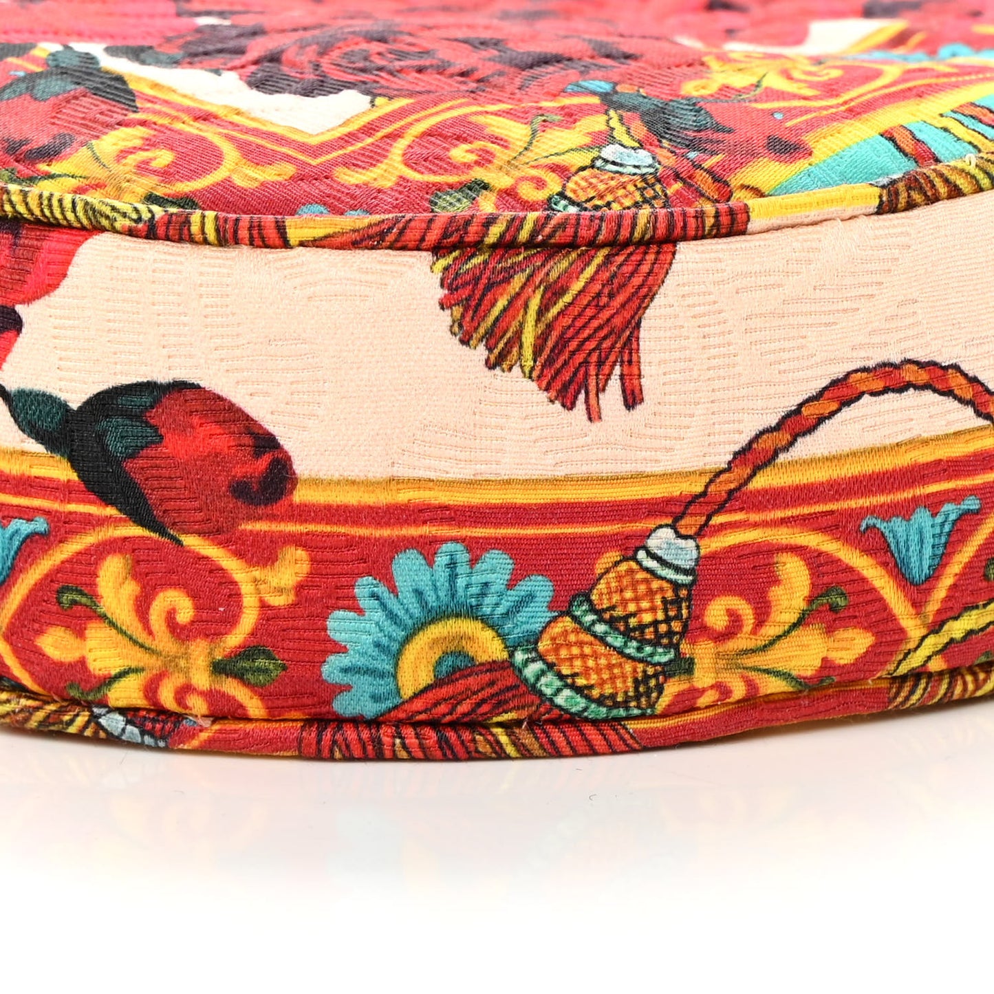 Fabric Floral Print Round Crossbody Multicolor