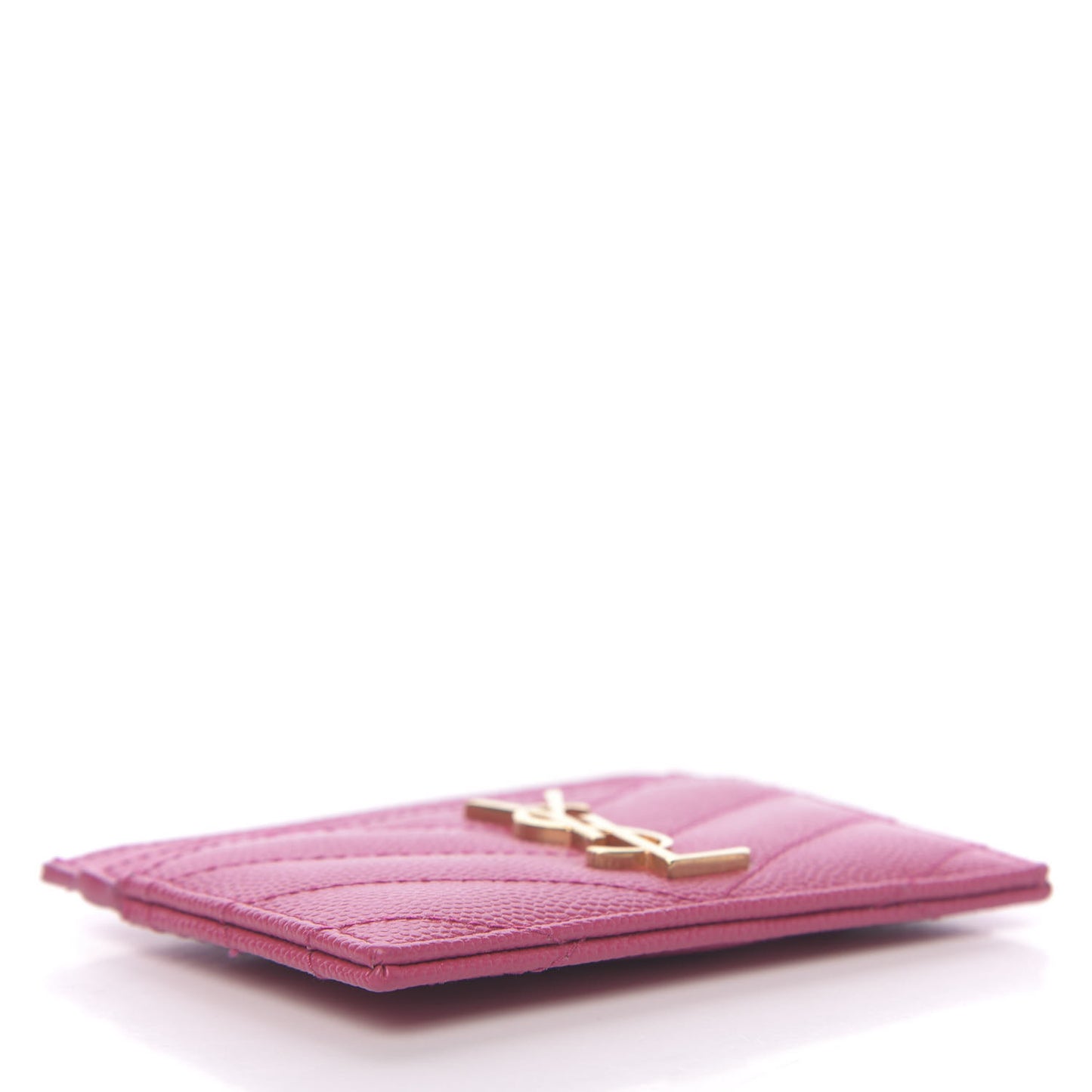 Grain De Poudre Matelasse Chevron Monogram Credit Card Case Rose Clair
