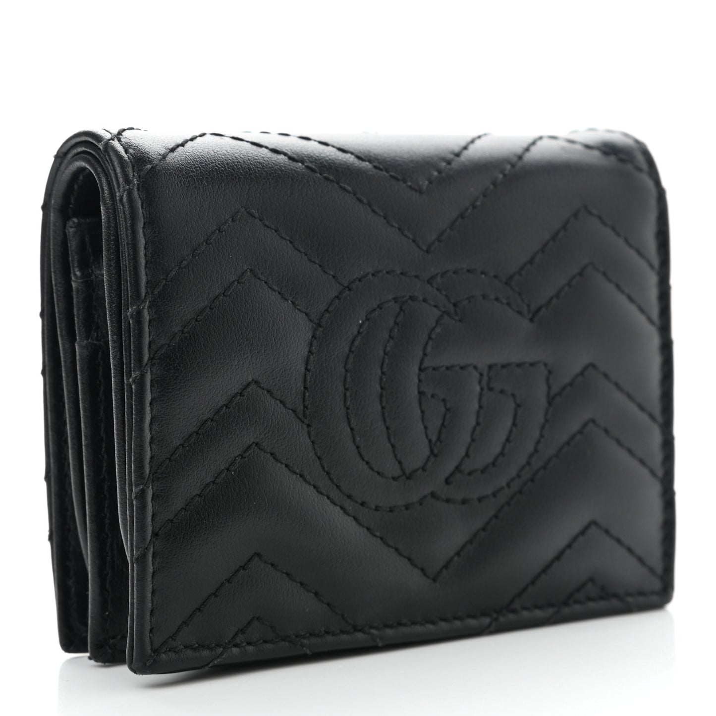 Calfskin Matelasse GG Marmont Card Case Wallet Black