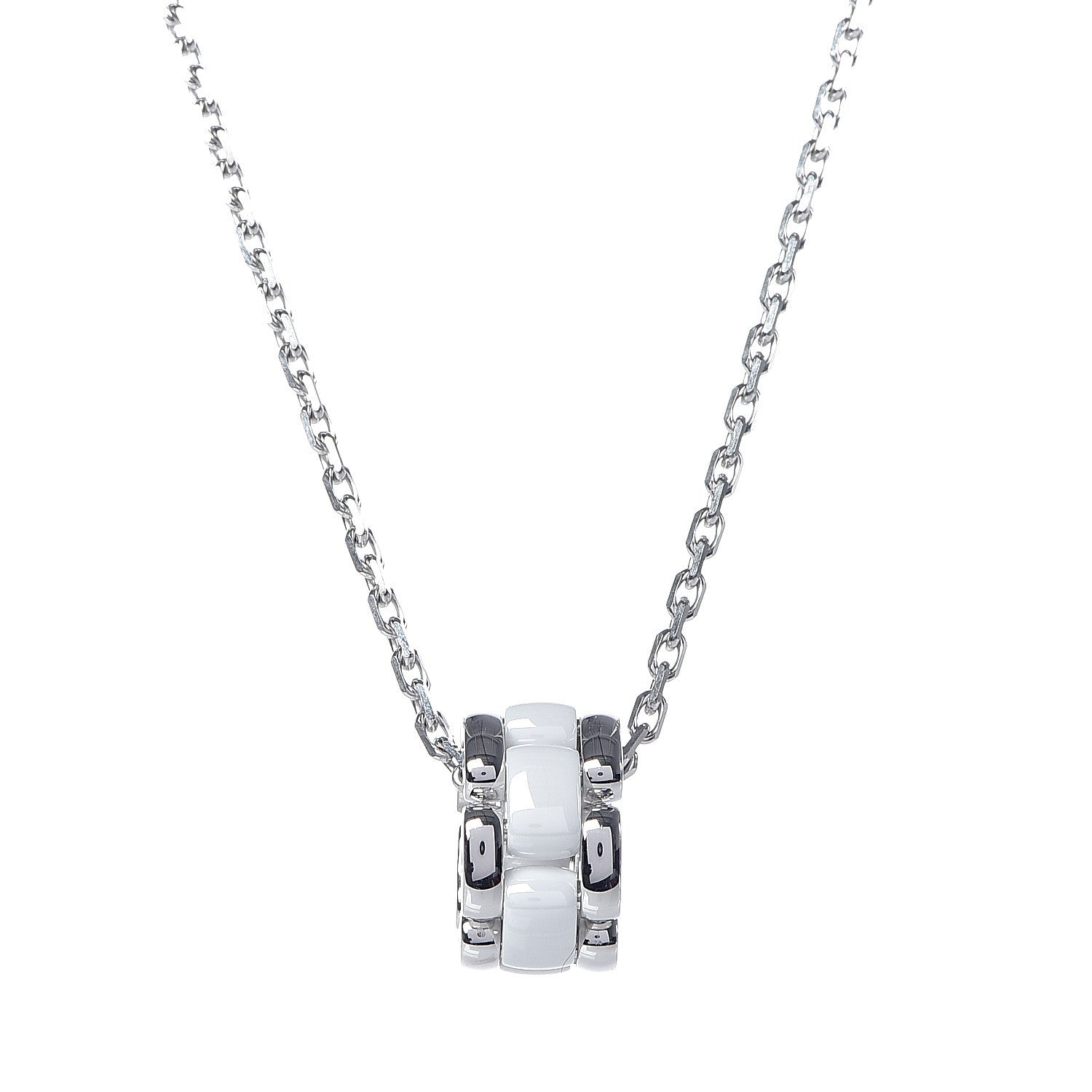 Chanel 18K White Gold Ceramic Ultra Pendant Necklace White 4 of 10