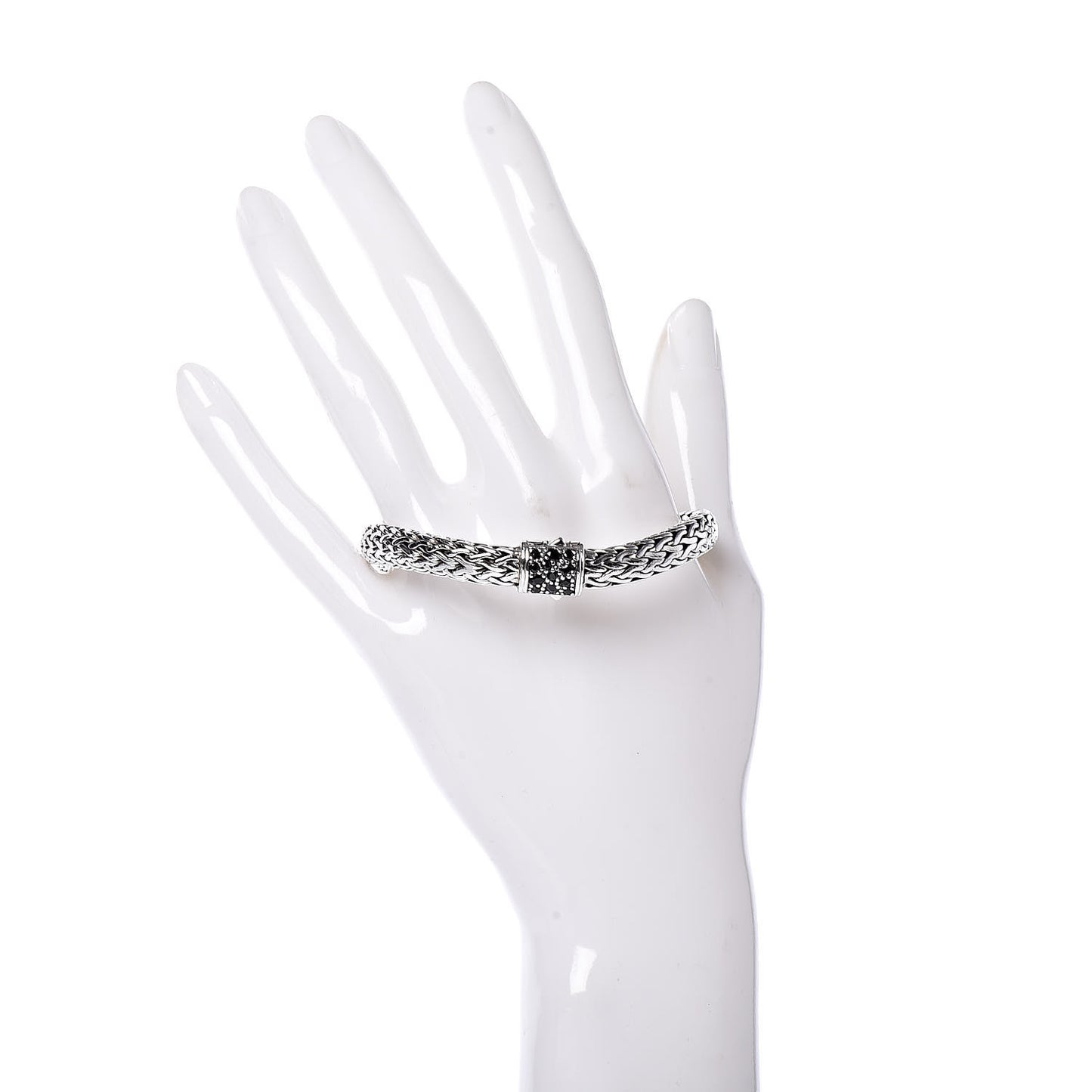 Sterling Silver Black Sapphire 7mm Classic Chain Bracelet M