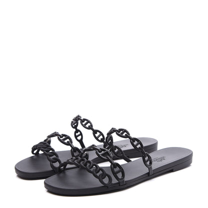 Hermes Rubber Chaine d'Ancre Rivage Sandals 37 Black 2 of 10