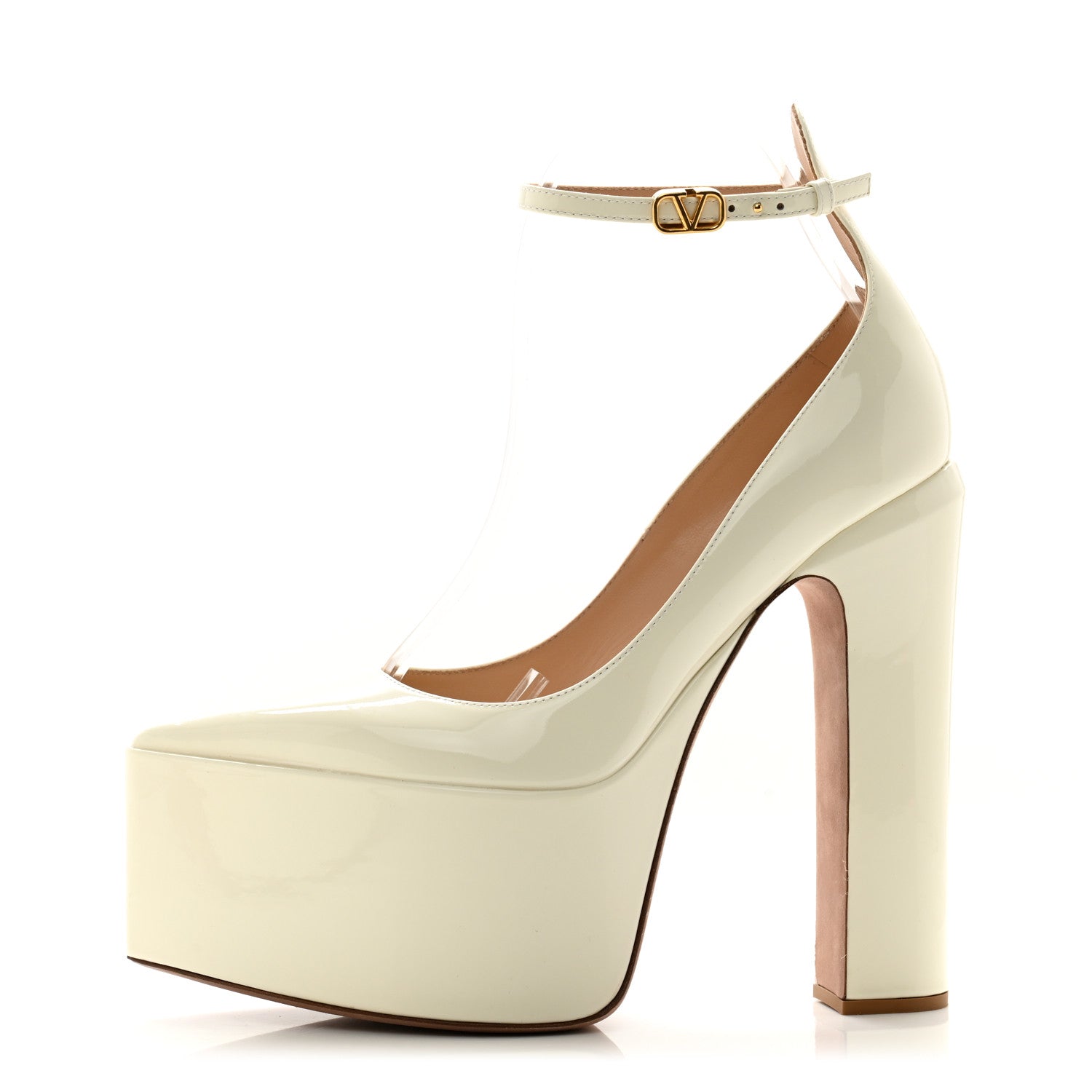 Valentino Garavani Patent Tan-Go 55/155mm Platform Pumps 36 Ivory 1 of 13