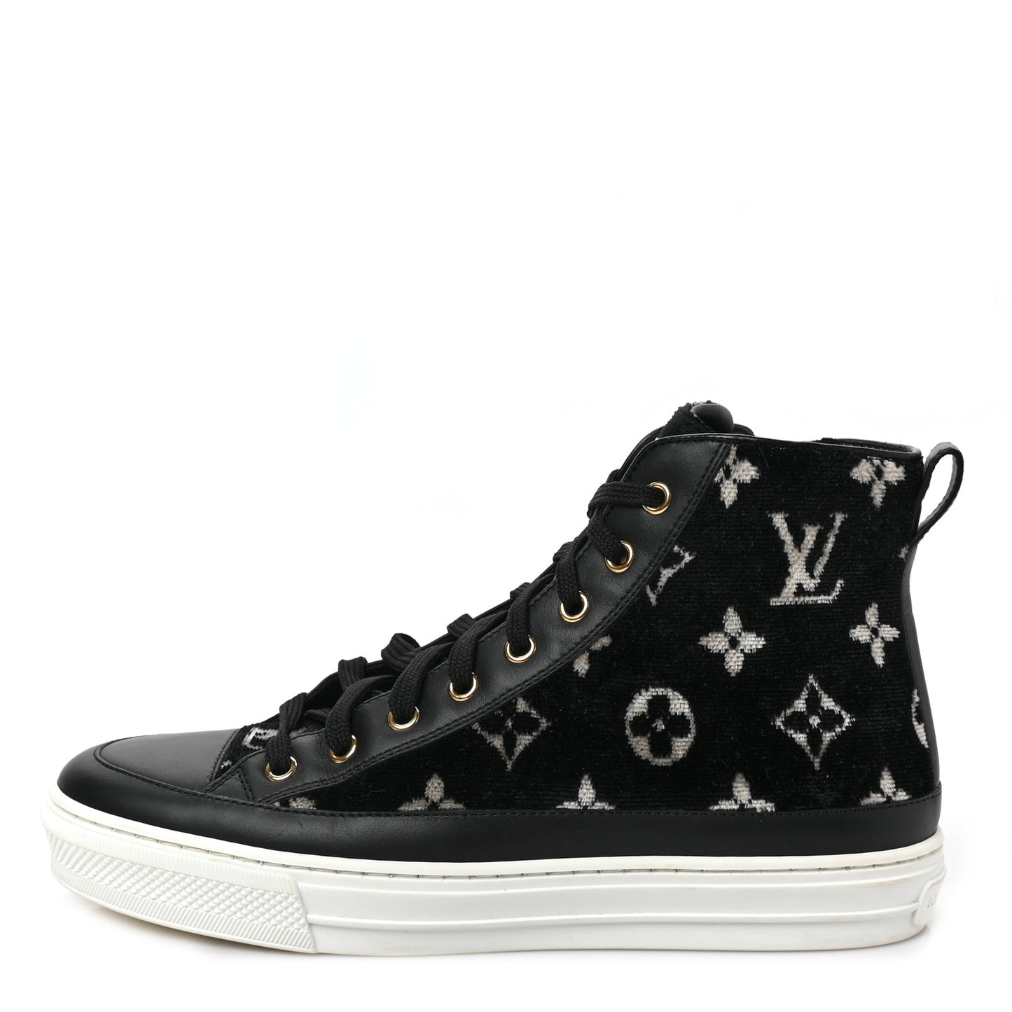 Velvet Monogram Stellar Sneakers 38.5 Black White