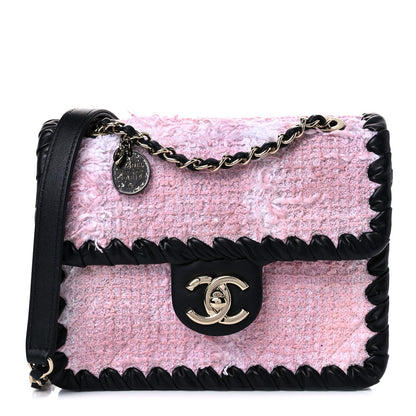 Chanel Tweed Braided Calfskin Mini My Own Frame Flap Pink Black 1 of 11